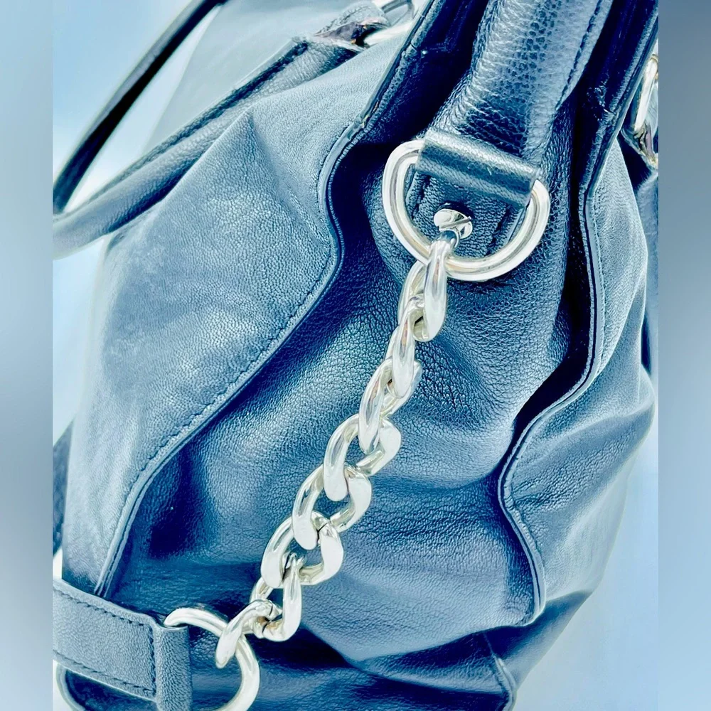 MICHAEL KORS HAMILTON BAG LEATHER DROP CHAIN STRAPS ,SILVER  MK BRILLIANT LOCK - Picture 8 of 15